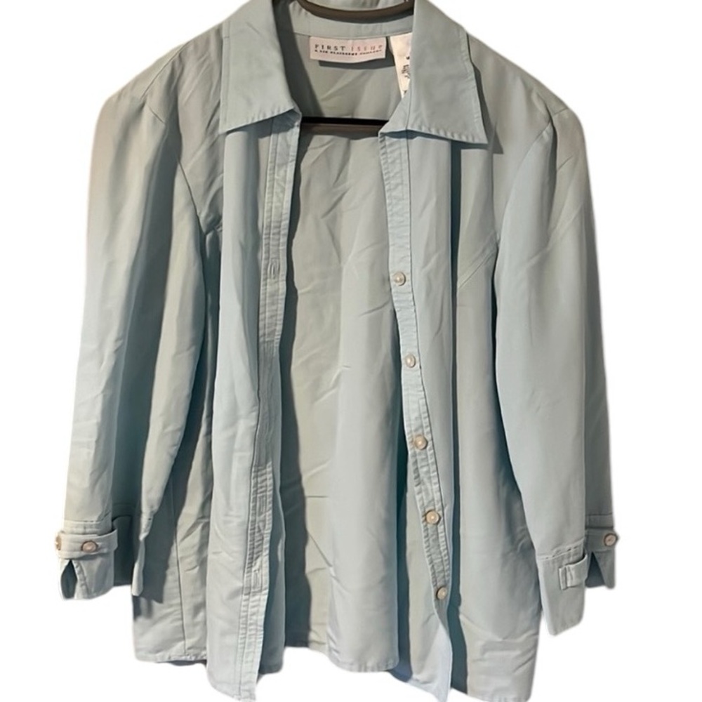 Liz Claiborne Button Down Collar Shirt Blue Vintage  Ladies Medium